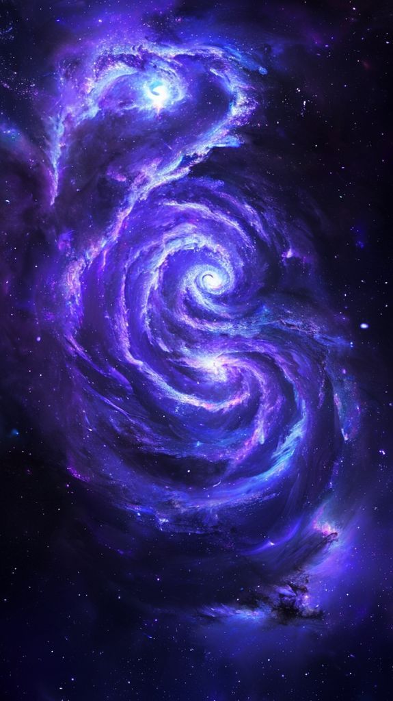 Spiral Galaxy Purple Blue Nebula Photorealistic Wallpaper