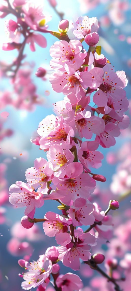 Spring Cherry Blossoms Japan Peak Photorealistic Wallpaper