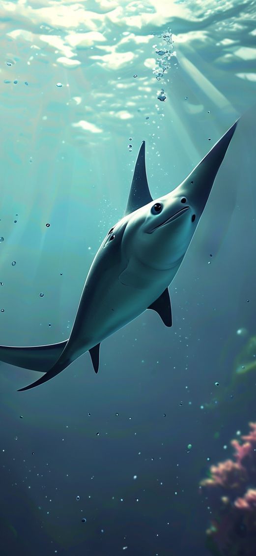 Manta Ray Gliding Graceful Underwater Photorealistic Wallpaper