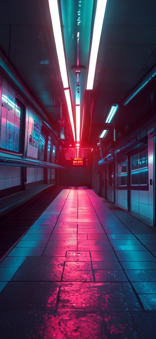 Empty Subway Station 3am Fluorescent Aesthetic Wallpaper