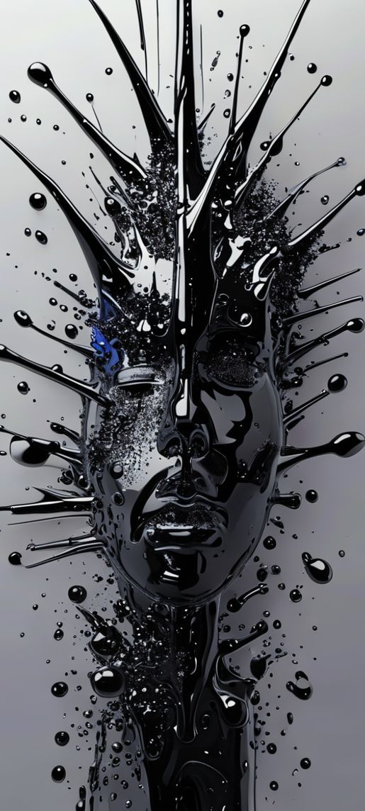 Ferrofluid Spikes Magnetic Sculpture Black Digital art Wallpaper