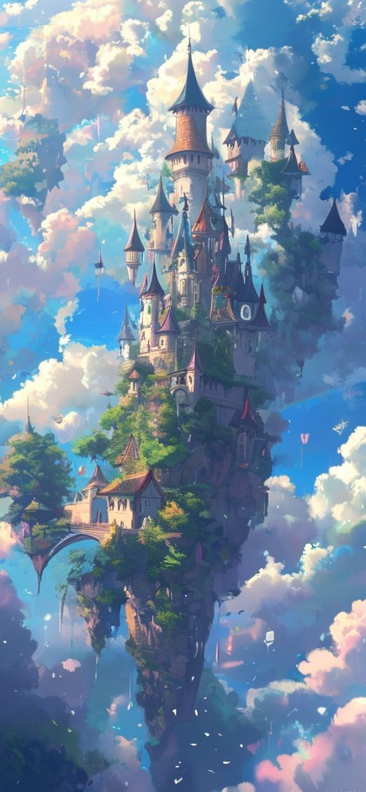 Studio Ghibli Style Floating Castle Anime Wallpaper