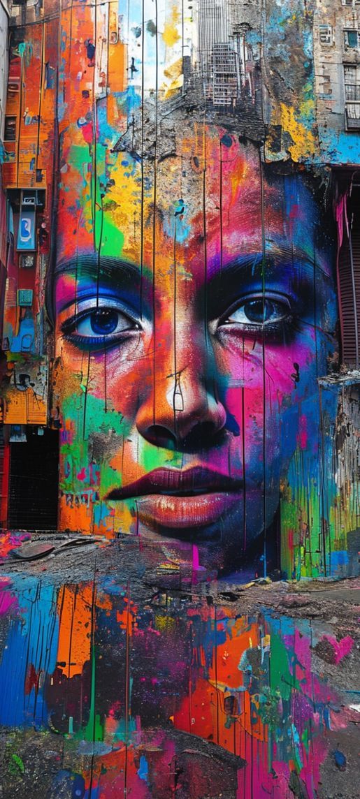 Street Art Mural Colorful Wall Photorealistic Wallpaper