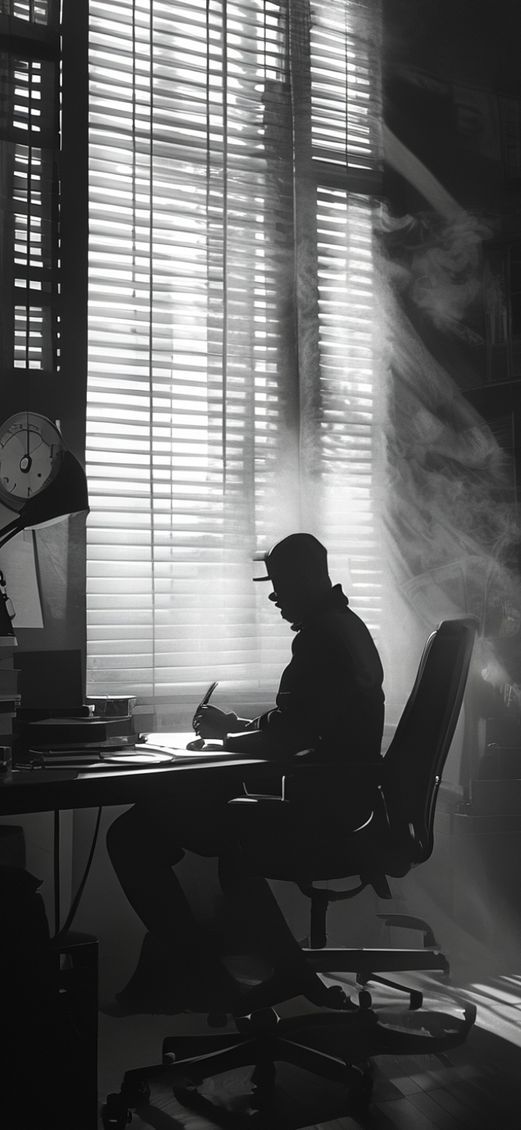 Noir Detective Office Blinds Shadows Aesthetic Wallpaper