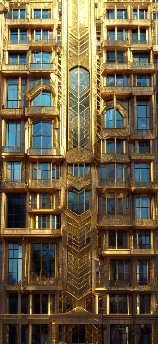 Art Deco Building Facade Geometric Photorealistic Wallpaper