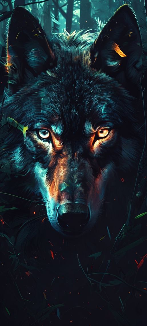 Wolf Eyes Glowing In Dark Digital art Wallpaper