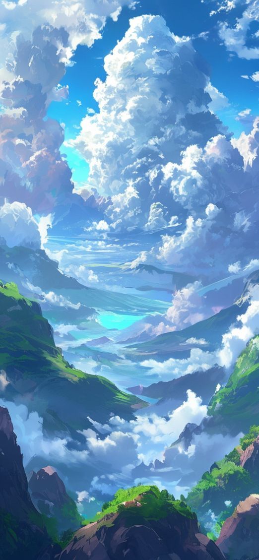 Cloud Sea Above Mountains Anime Anime Wallpaper