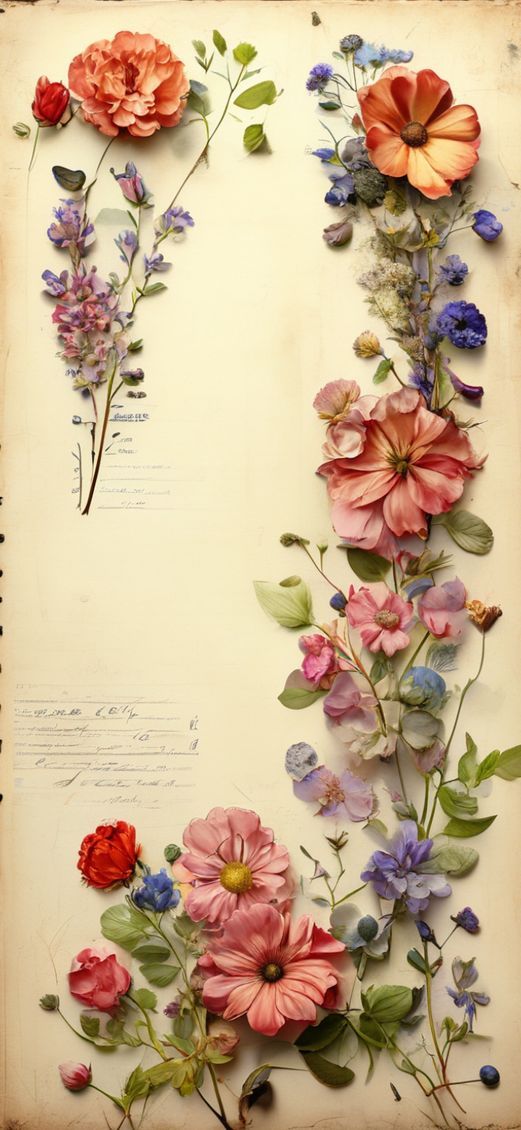 Pressed Flowers In Journal Vintage Aesthetic Wallpaper
