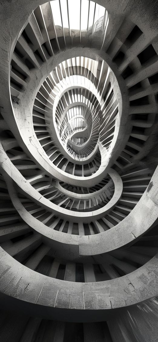 Spiral Staircase Looking Up Endless Photorealistic Wallpaper