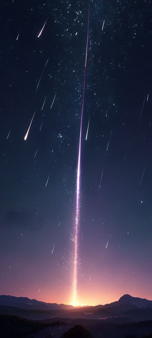 Comet Tail Streaming Across Night Photorealistic Wallpaper