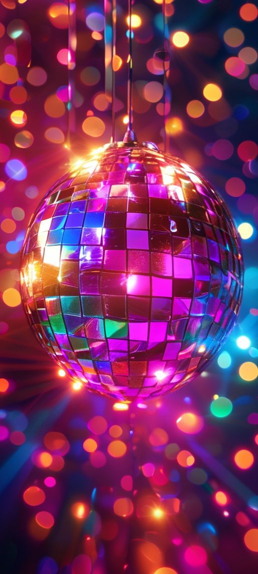 70s Disco Ball Lights Colorful Photorealistic Wallpaper