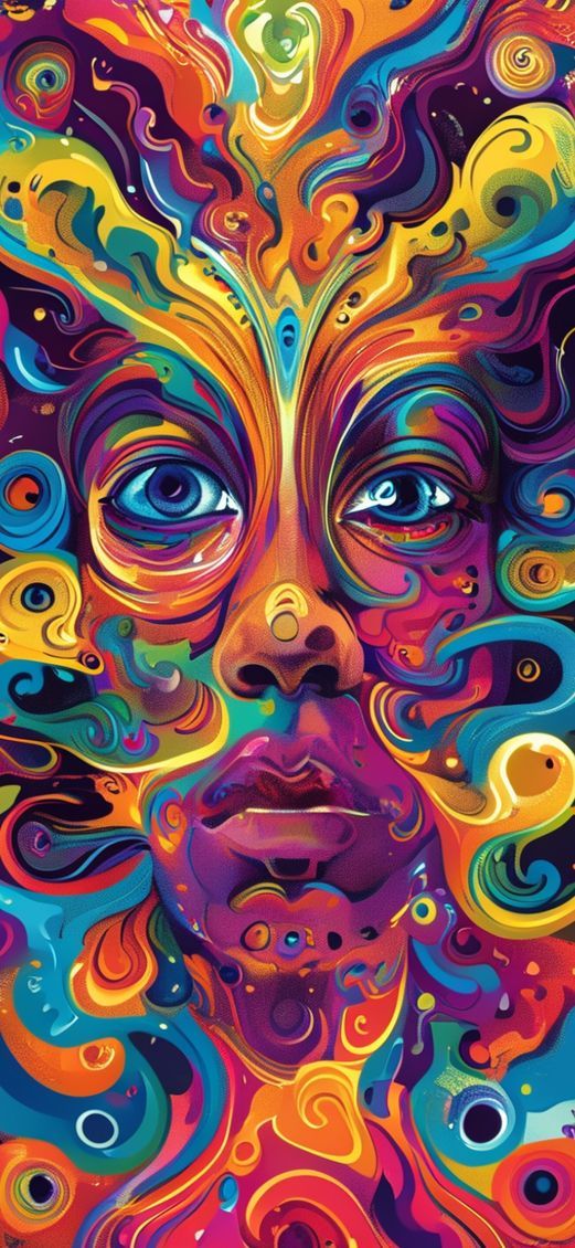 Psychedelic 60s Pattern Colorful Groovy Digital art Wallpaper