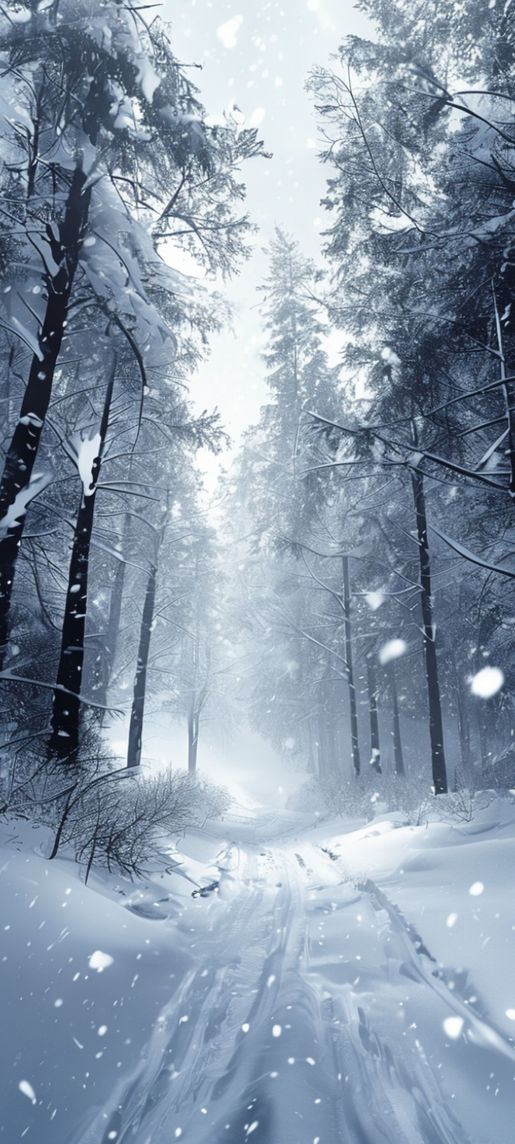 Blizzard Snow Wind Trees Bending Photorealistic Wallpaper