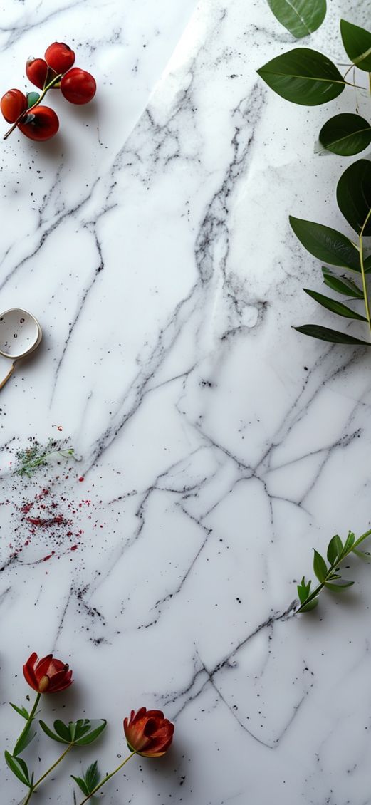 Film Camera On Marble Flatlay Photorealistic Wallpaper