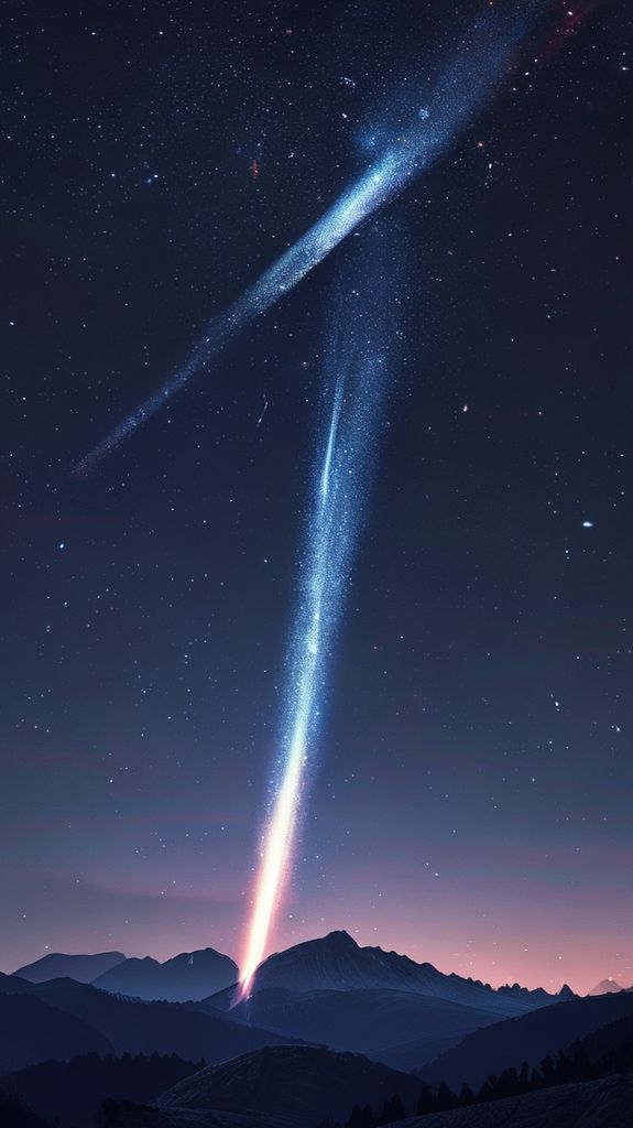 Comet Tail Streaming Across Night Photorealistic Wallpaper