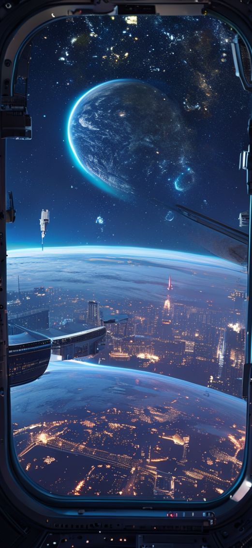 Space Station Window View Of Photorealistic Wallpaper