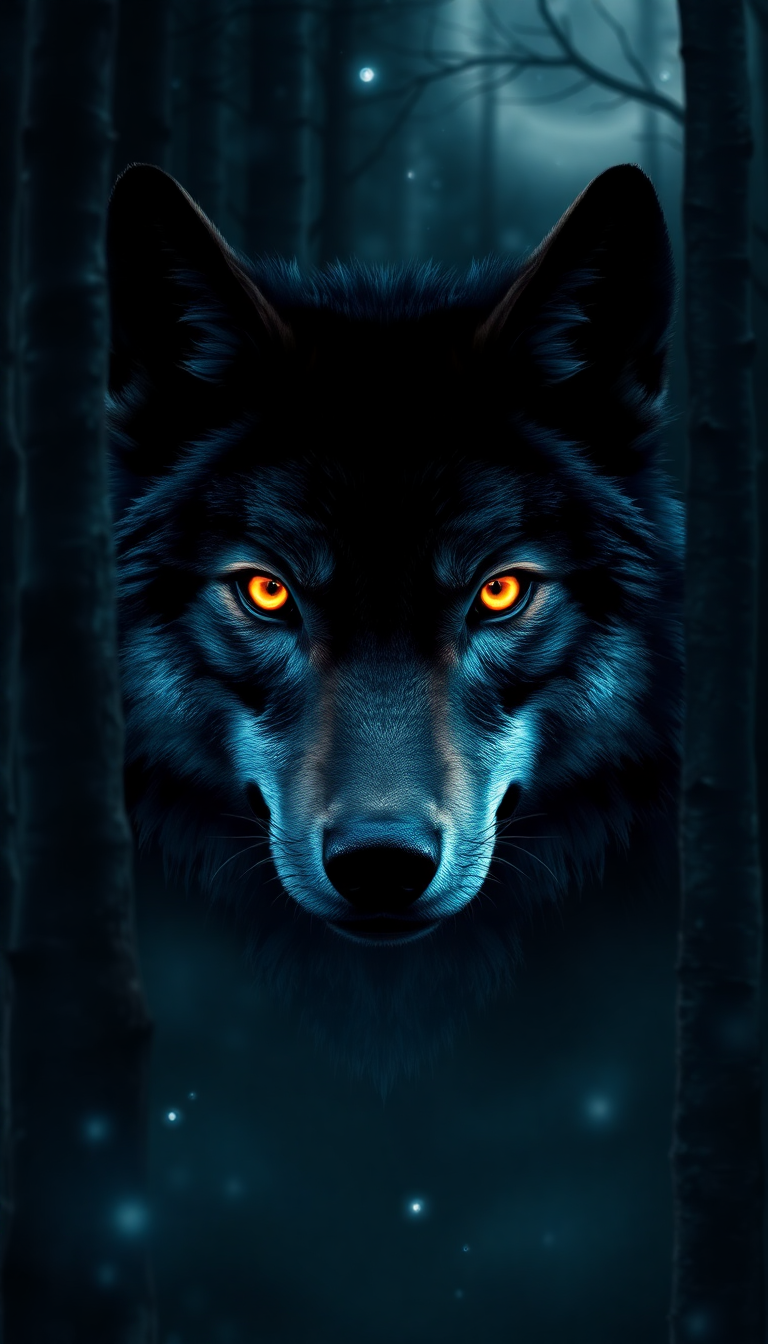 Wolf Eyes Glowing In Dark Digital art Wallpaper