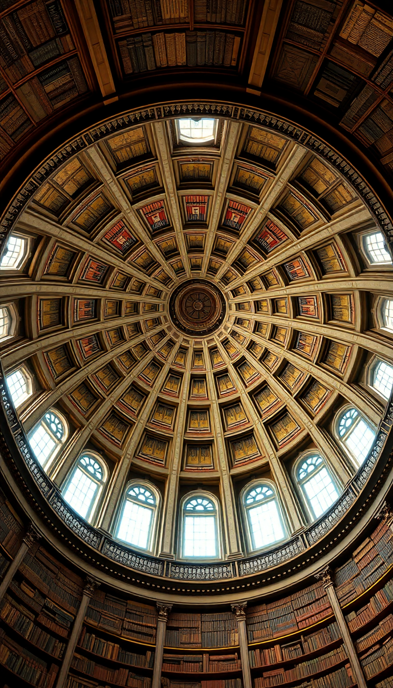 Library Spiral Dome Ceiling Old Photorealistic Wallpaper