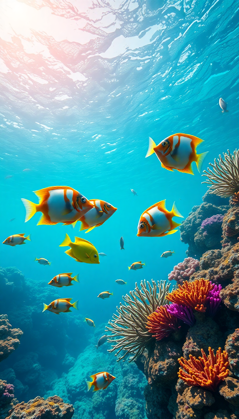 Coral Reef Vibrant Fish Tropical Photorealistic Wallpaper