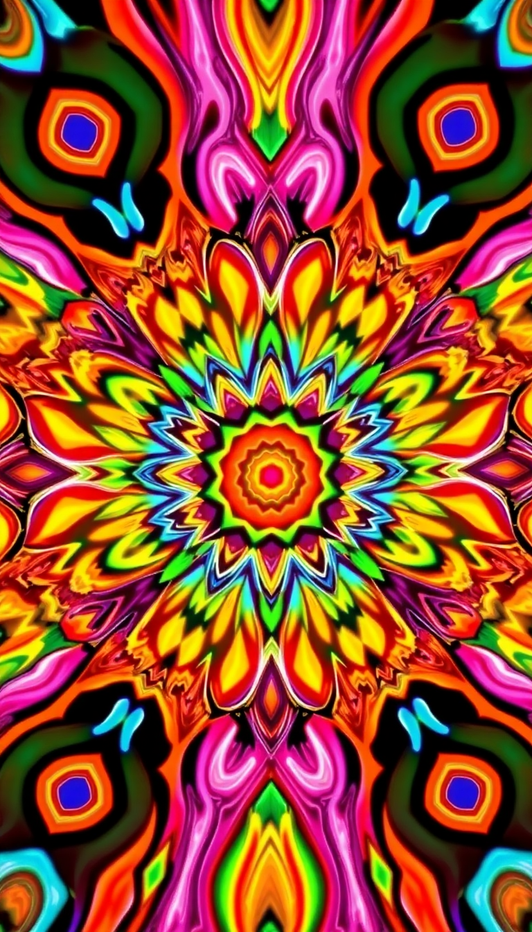 Psychedelic 60s Pattern Colorful Groovy Digital art Wallpaper