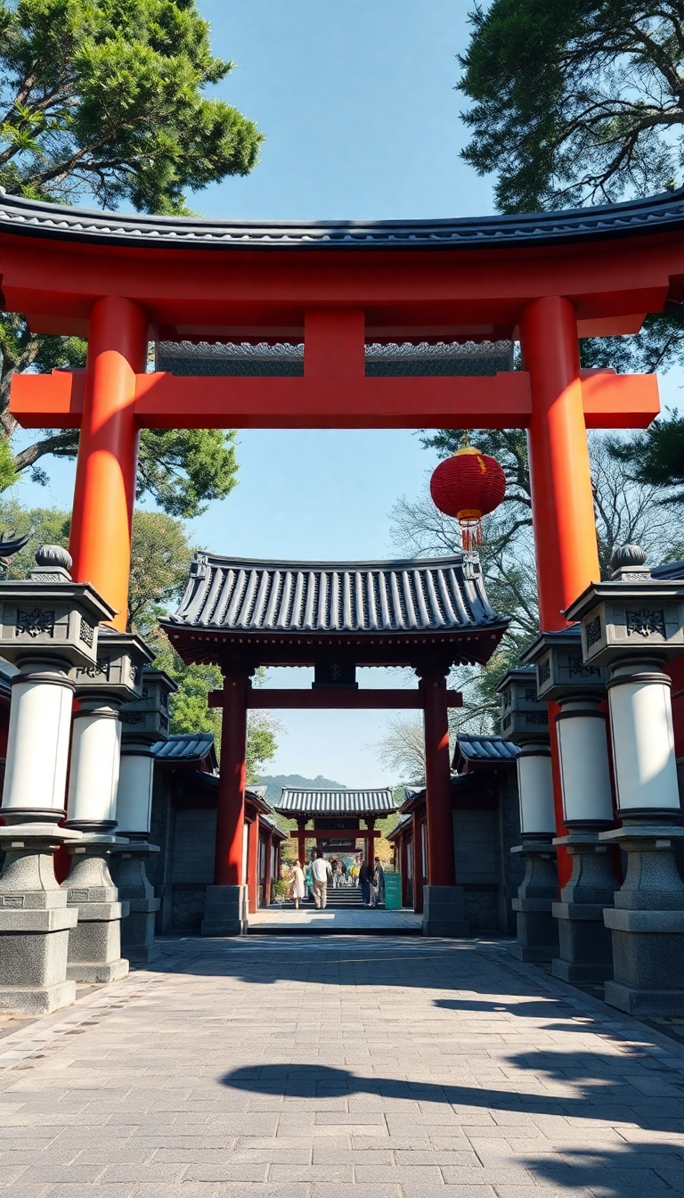 Japanese Temple Gate Torii Path Photorealistic Wallpaper