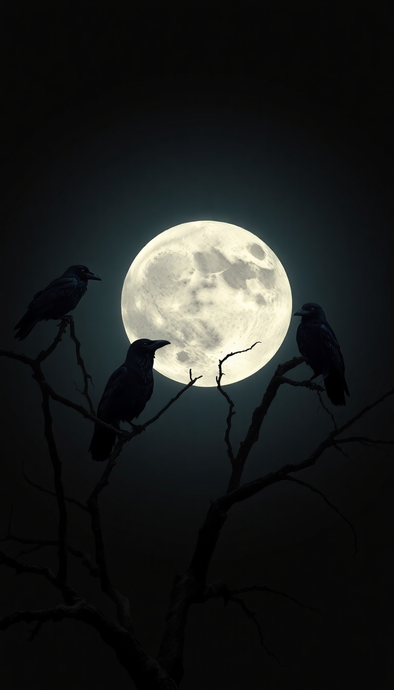 Ravens On Dead Tree Branches Digital art Wallpaper
