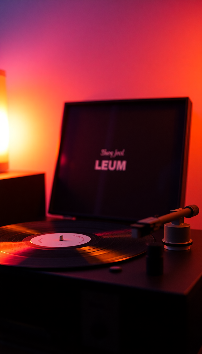Vinyl Record Player Warm Lighting Photorealistic Wallpaper