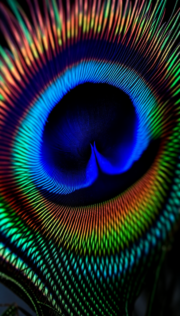 Peacock Feather Macro Iridescent Eye Photorealistic Wallpaper