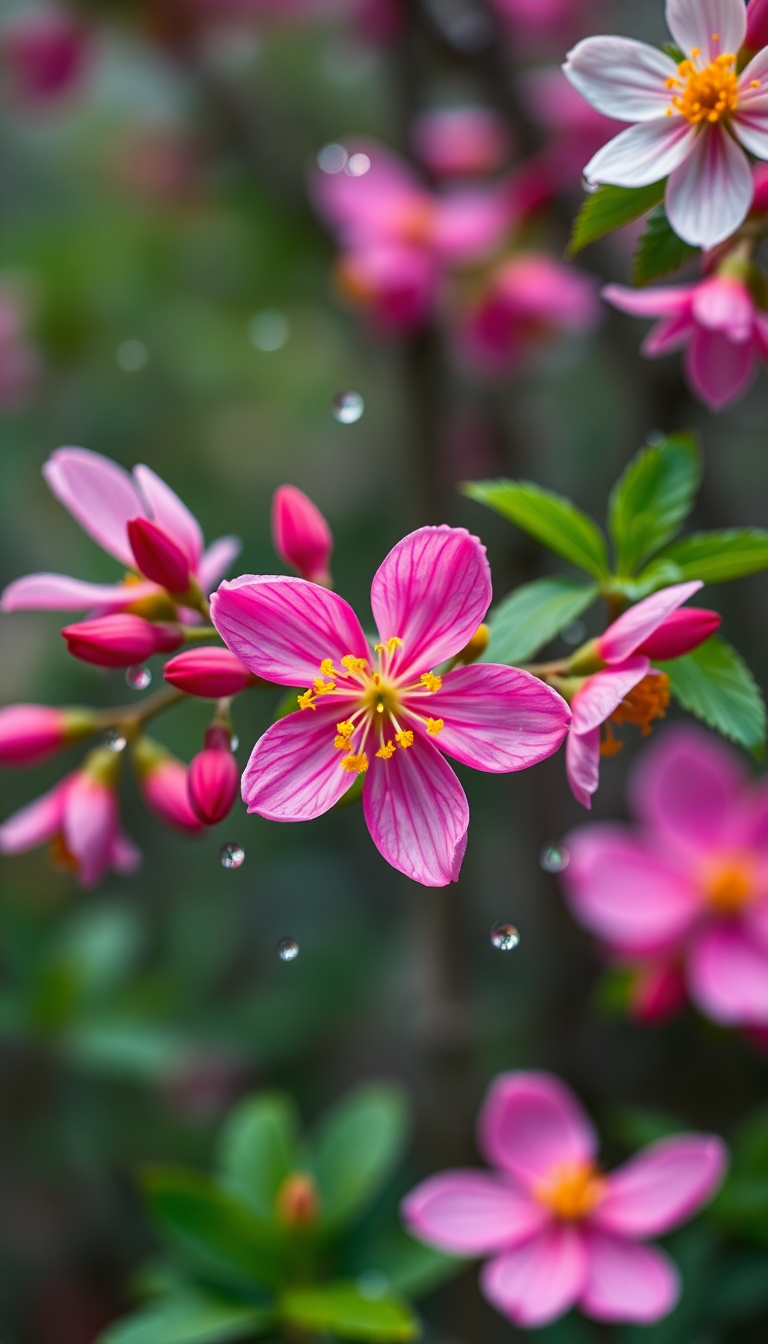 Spring Rain Flower Blooming Time Aesthetic Wallpaper
