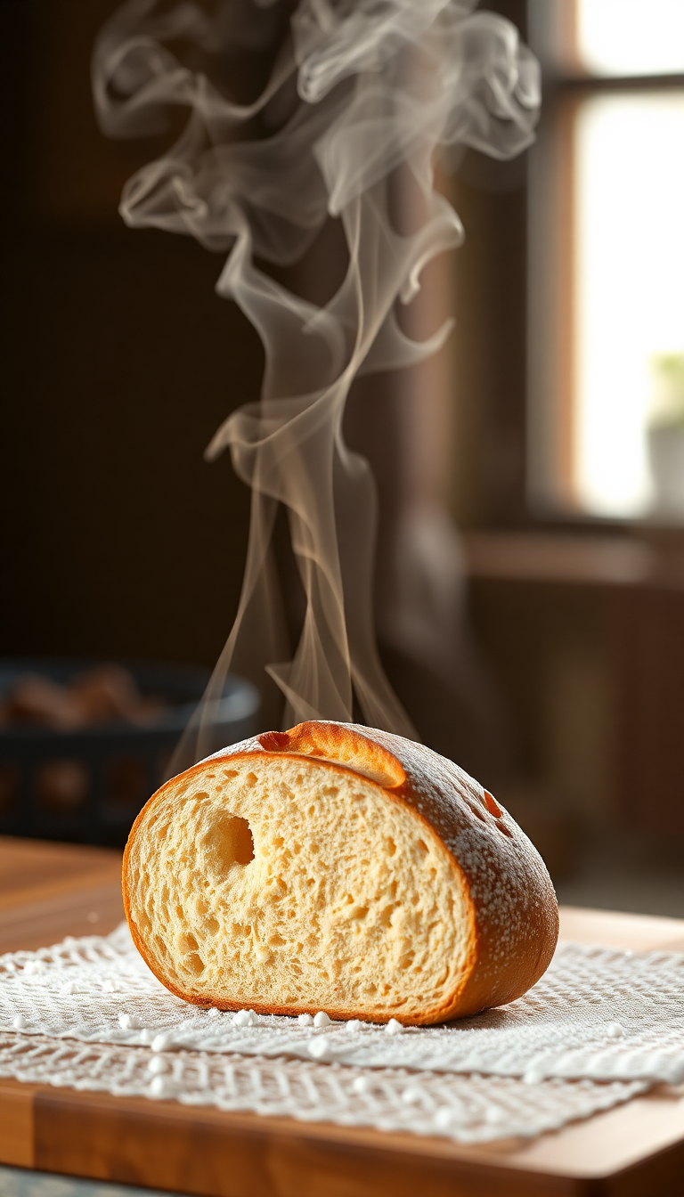 Bread Fresh Baked Steam Rising Photorealistic Wallpaper