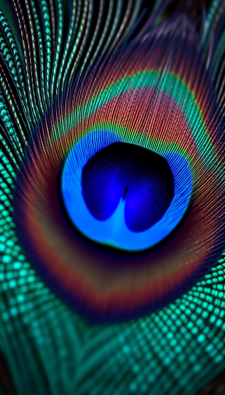 Peacock Feather Macro Iridescent Eye Photorealistic Wallpaper