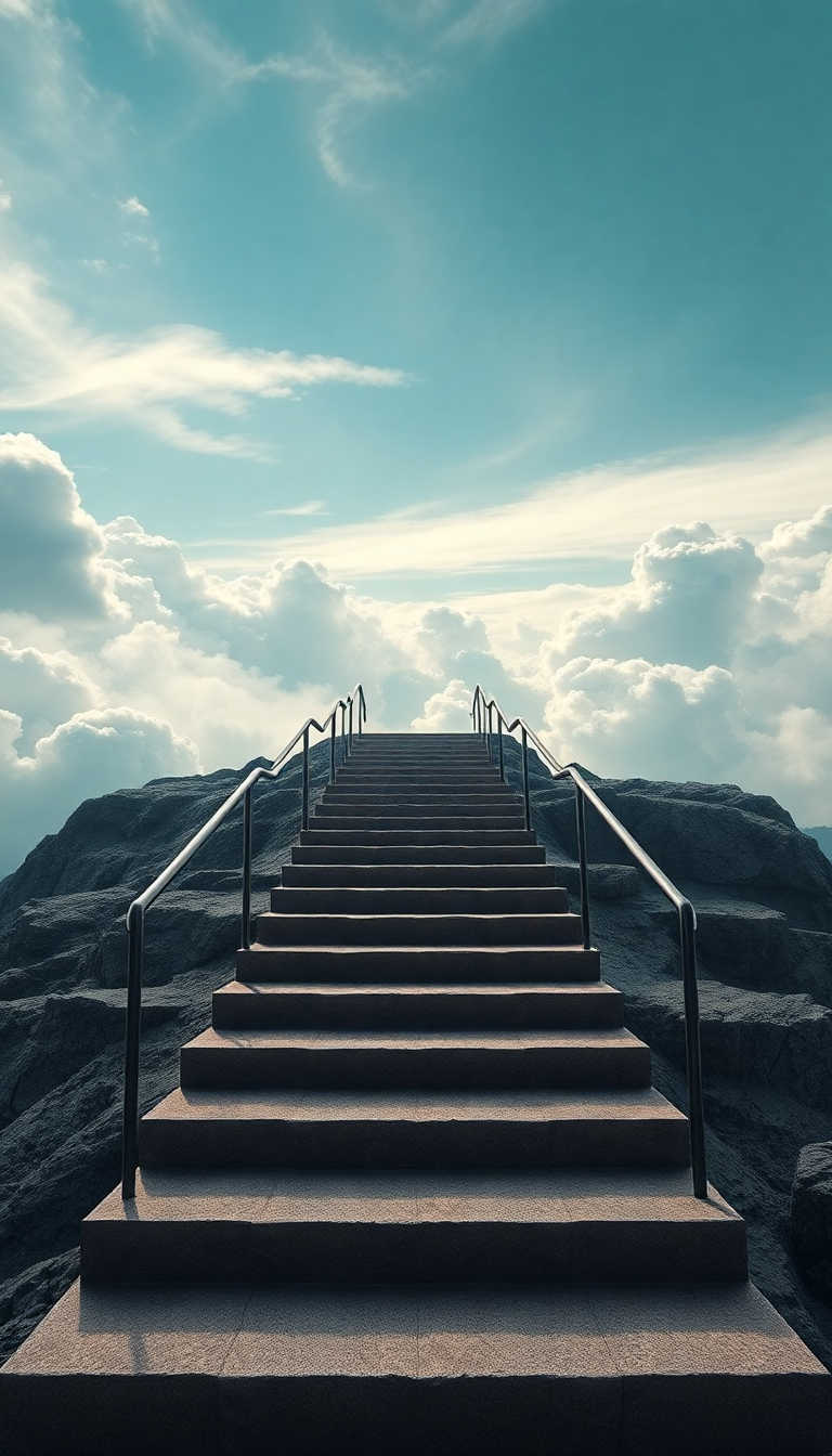 Stairs To Nowhere In Cloudy Digital art Wallpaper
