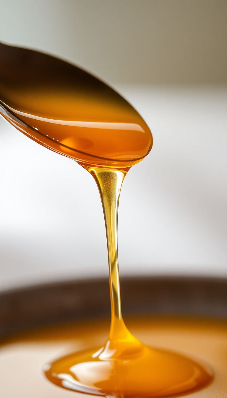 Honey Dripping From Spoon Golden Photorealistic Wallpaper