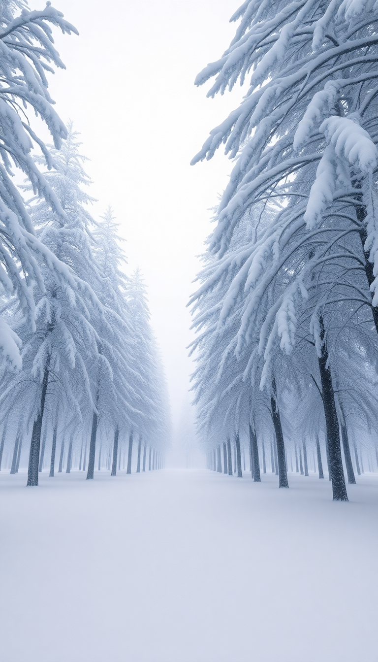 Blizzard Snow Wind Trees Bending Photorealistic Wallpaper