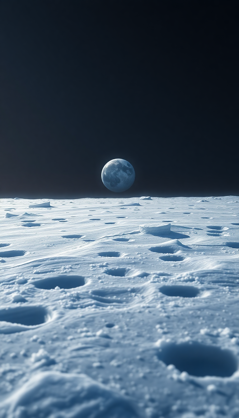 Frozen Moon Surface With Jupiter Photorealistic Wallpaper