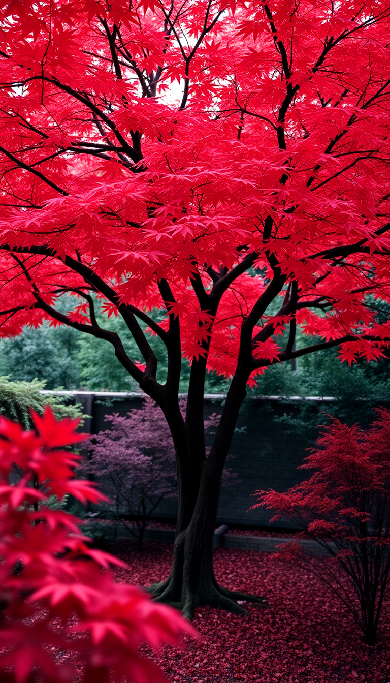Japanese Maple Tree Autumn Red Aesthetic Wallpaper