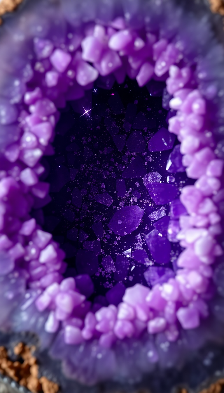 Geode Crystal Interior Purple Amethyst Photorealistic Wallpaper