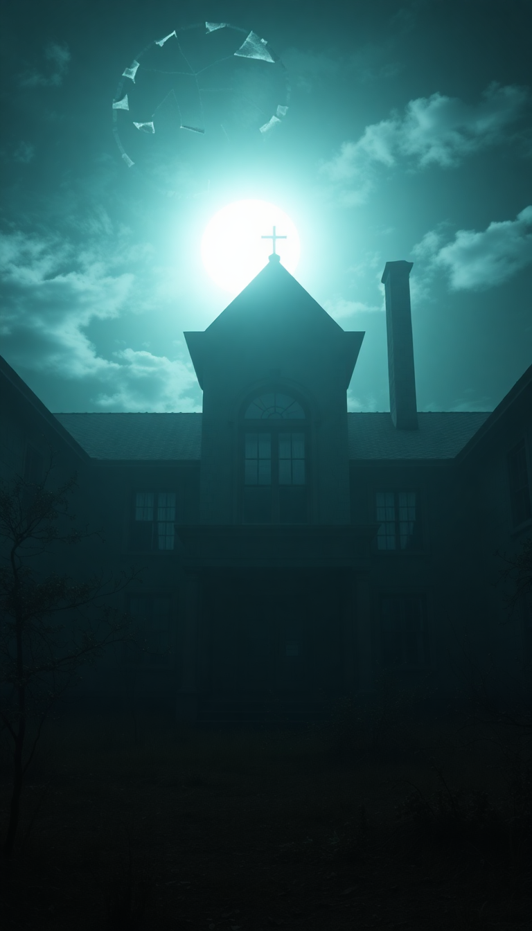 Abandoned Mansion Moonlight Through Broken Photorealistic Wallpaper