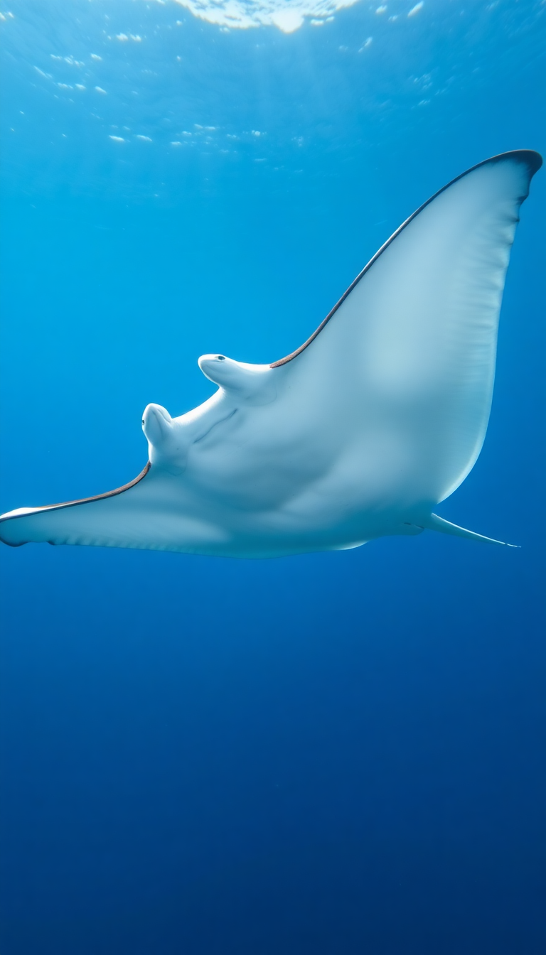 Manta Ray Gliding Graceful Underwater Photorealistic Wallpaper