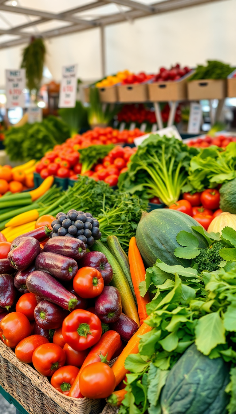 Farmers Market Produce Colorful Vegetables Photorealistic Wallpaper