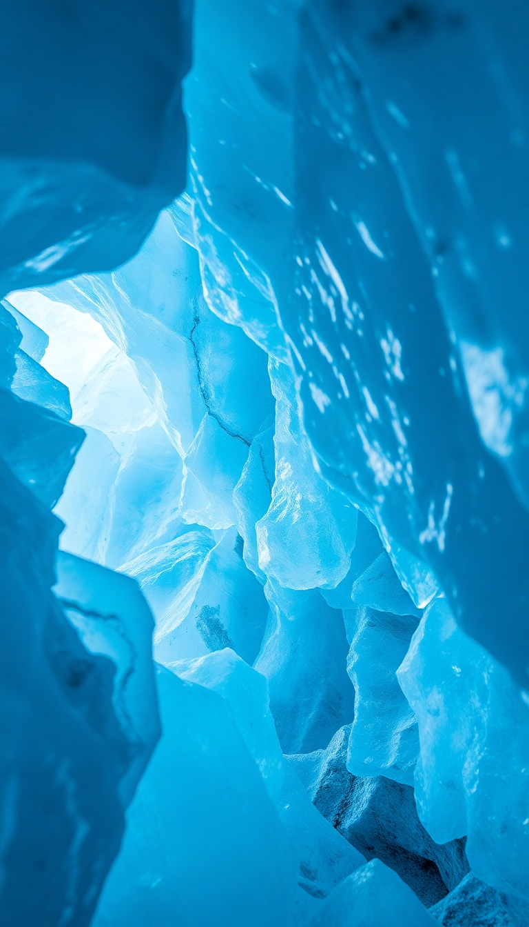 Glacial Ice Cave Blue Crystal Photorealistic Wallpaper