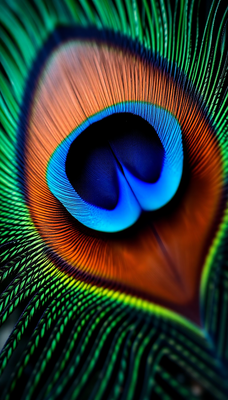 Peacock Feather Macro Iridescent Eye Photorealistic Wallpaper