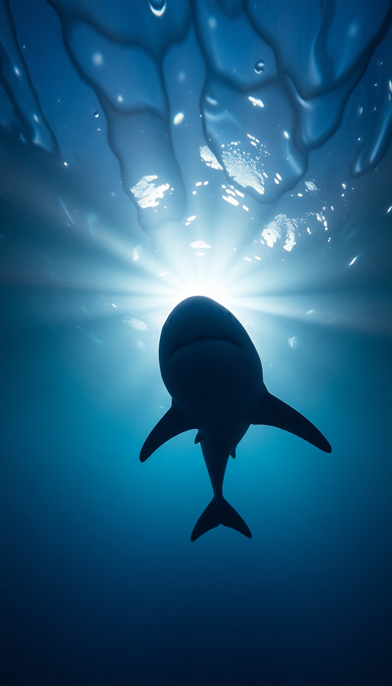 Shark Silhouette From Below Dramatic Photorealistic Wallpaper