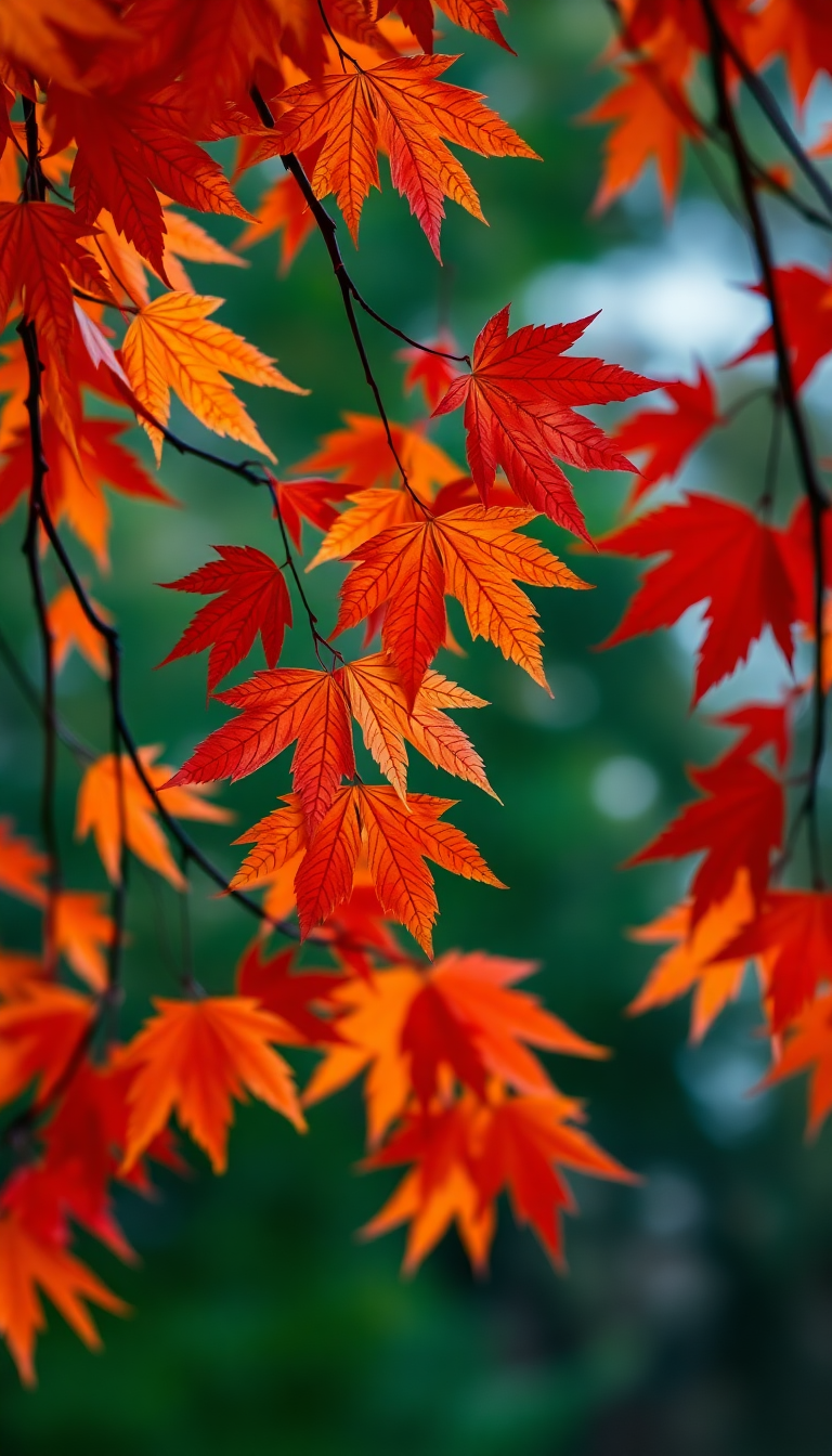 Autumn Leaves Falling Maple Red Photorealistic Wallpaper