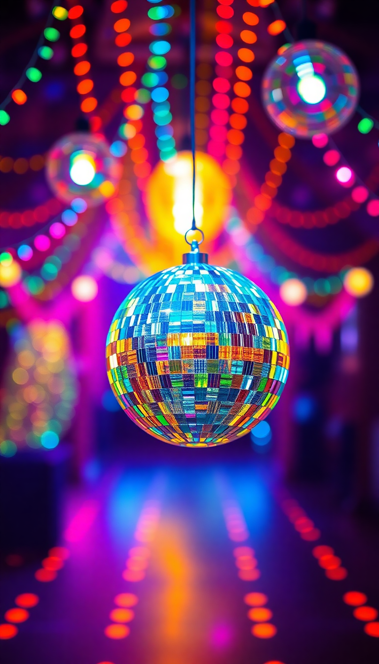 70s Disco Ball Lights Colorful Photorealistic Wallpaper