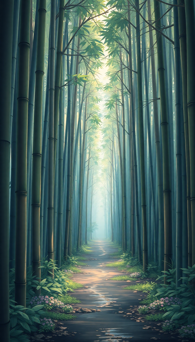 Bamboo Forest Rain Anime Peaceful Anime Wallpaper