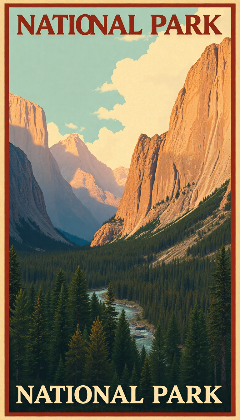 Vintage Travel Poster Style National Digital art Wallpaper