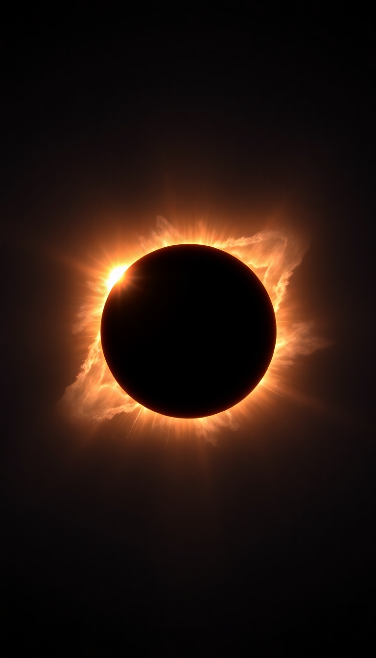 Solar Eclipse Corona Diamond Ring Photorealistic Wallpaper