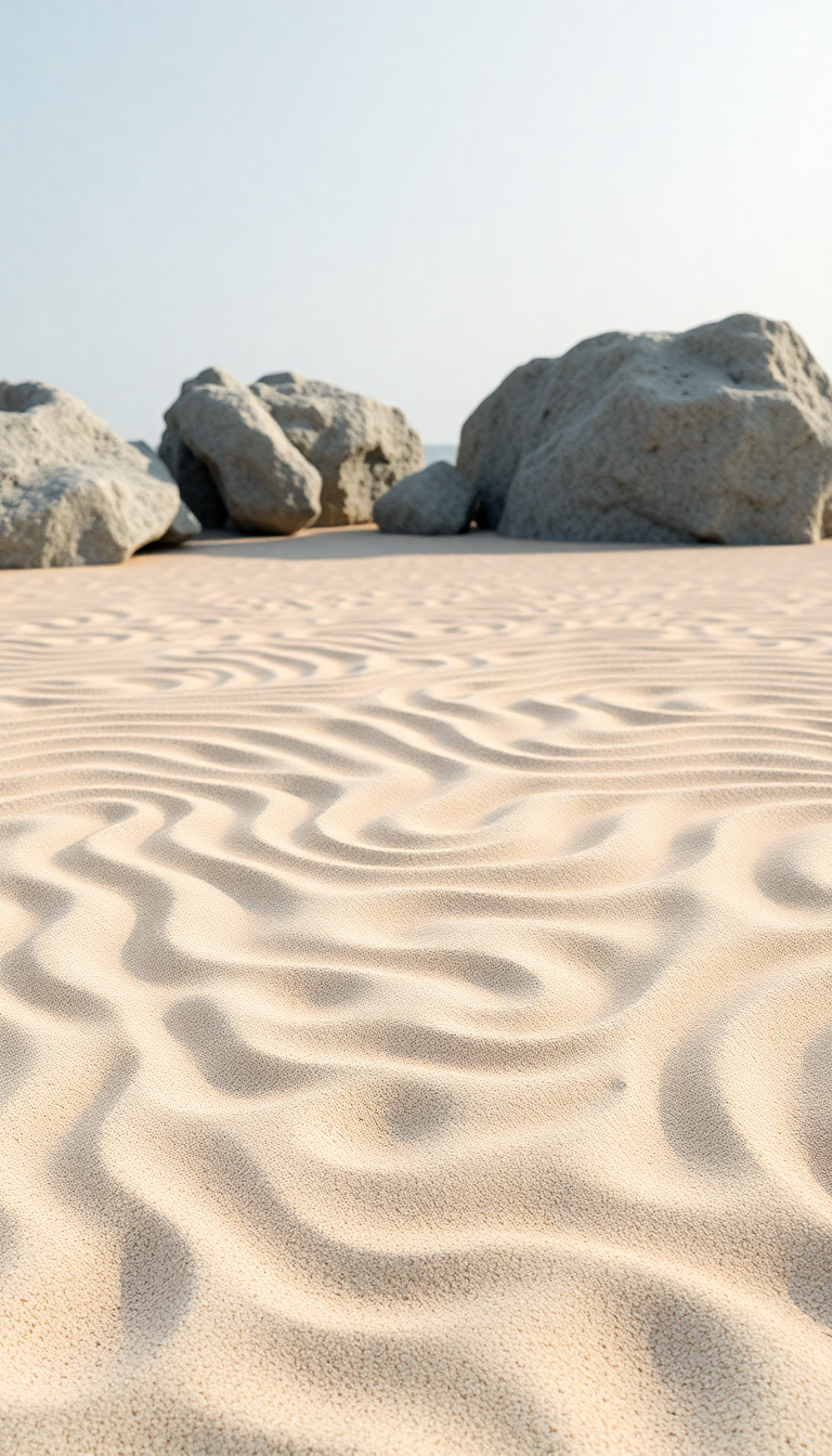 Zen Rock Garden Raked Sand Photorealistic Wallpaper