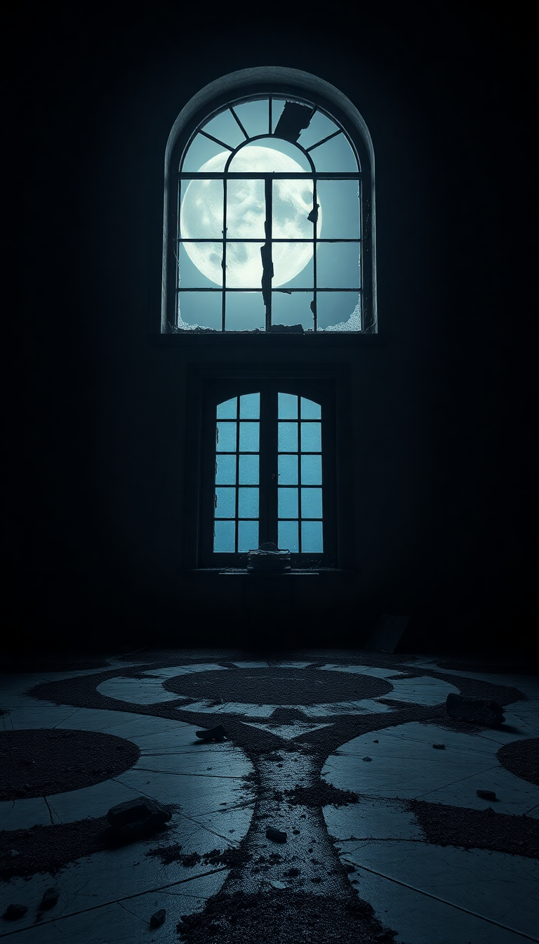 Abandoned Mansion Moonlight Through Broken Photorealistic Wallpaper